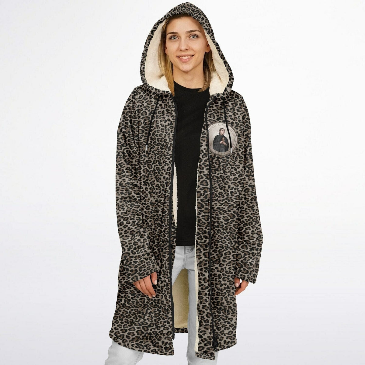 St. Gemma Galgani Zipper Microfleece Cloak (Bold Leopard) Copyright VENXARA
