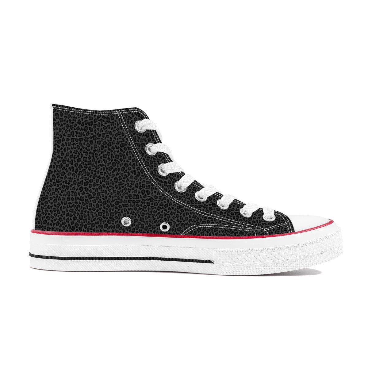 St. Joan of Arc In Battle Classic Canvas High Top Shoes (Black Leopard) Copyright VENXARA
