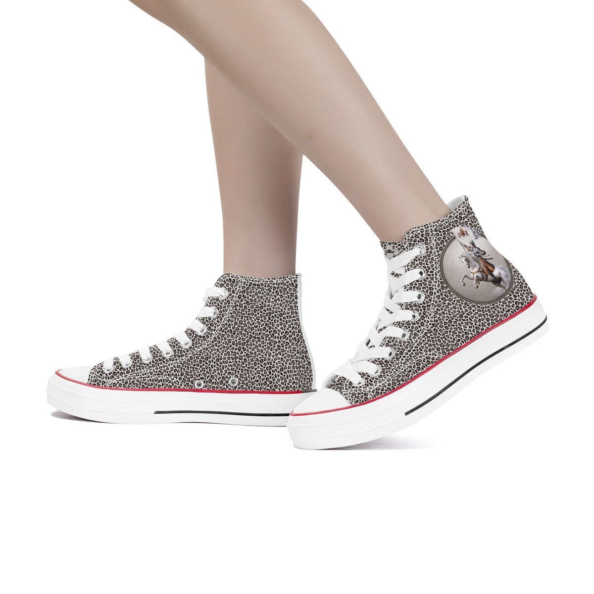St. Joan of Arc In Battle Classic Canvas High Top Shoes (Leopard) Copyright VENXARA