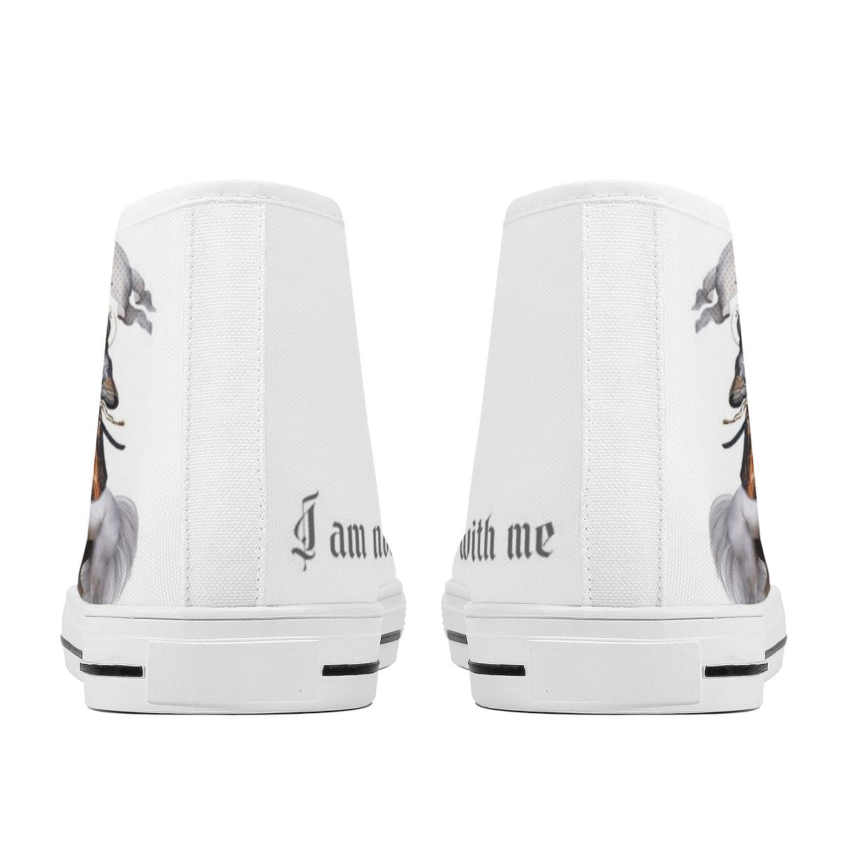 St. Joan of Arc in Battle Comfort Canvas High Top Shoes (White/White) Copyright VENXARA