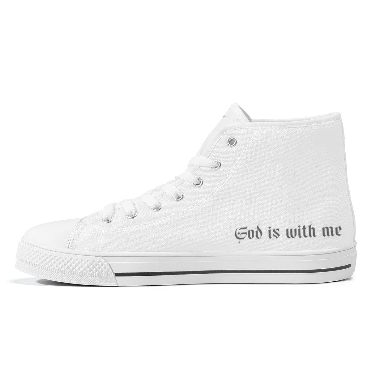 St. Joan of Arc in Battle Comfort Canvas High Top Shoes (White/White) Copyright VENXARA