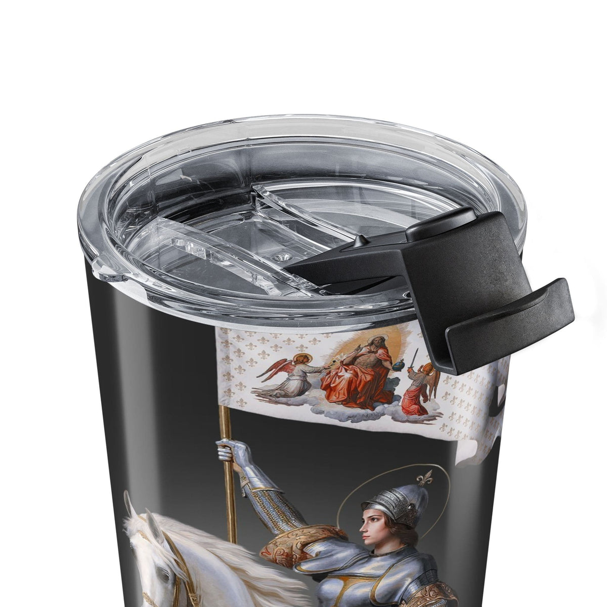 St. Joan of Arc in Battle Lord's Prayer Tumbler (Ash 20 oz) Copyright VENXARA
