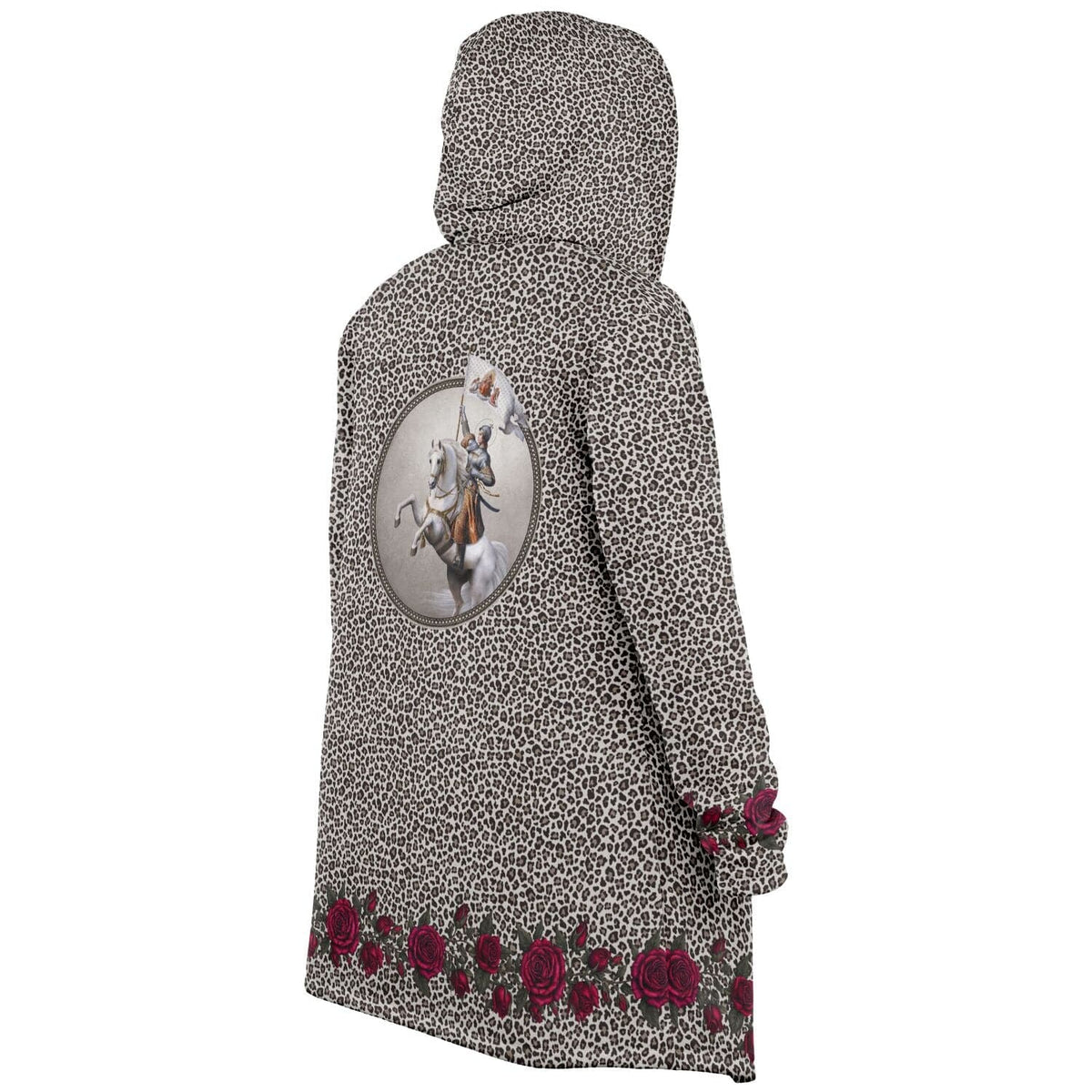 St. Joan of Arc in Battle Microfleece Cloak (Leopard Roses) Copyright VENXARA