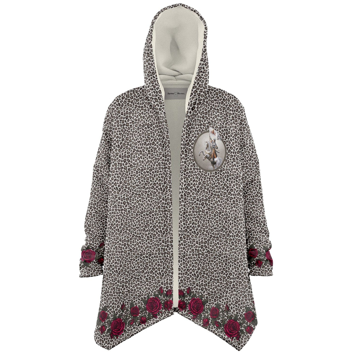 St. Joan of Arc in Battle Microfleece Cloak (Leopard Roses) Copyright VENXARA