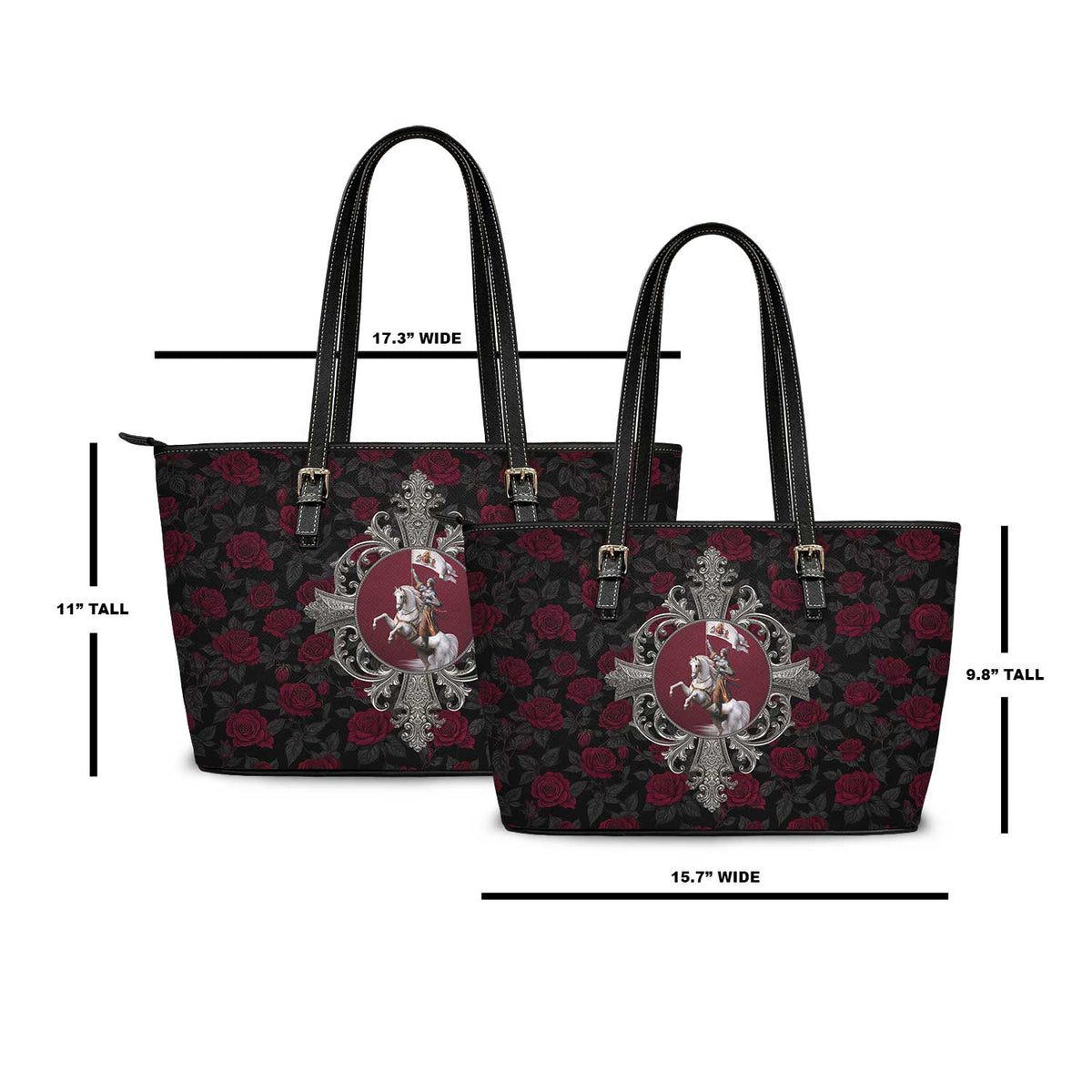 St. Joan of Arc in Battle Tote Bag (Roses) Copyright VENXARA