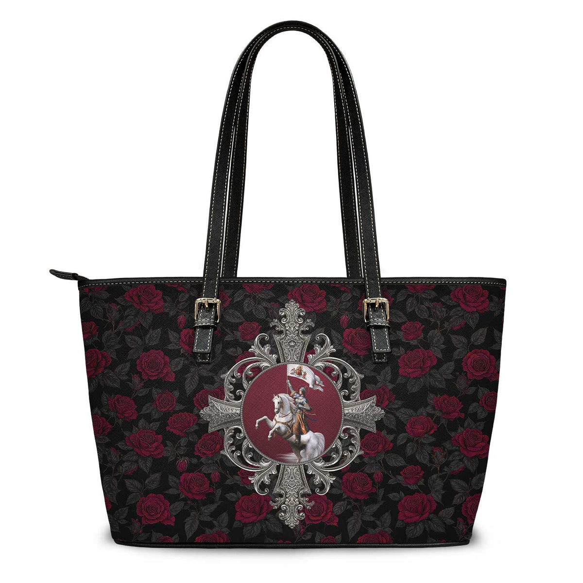 St. Joan of Arc in Battle Tote Bag (Roses) Copyright VENXARA