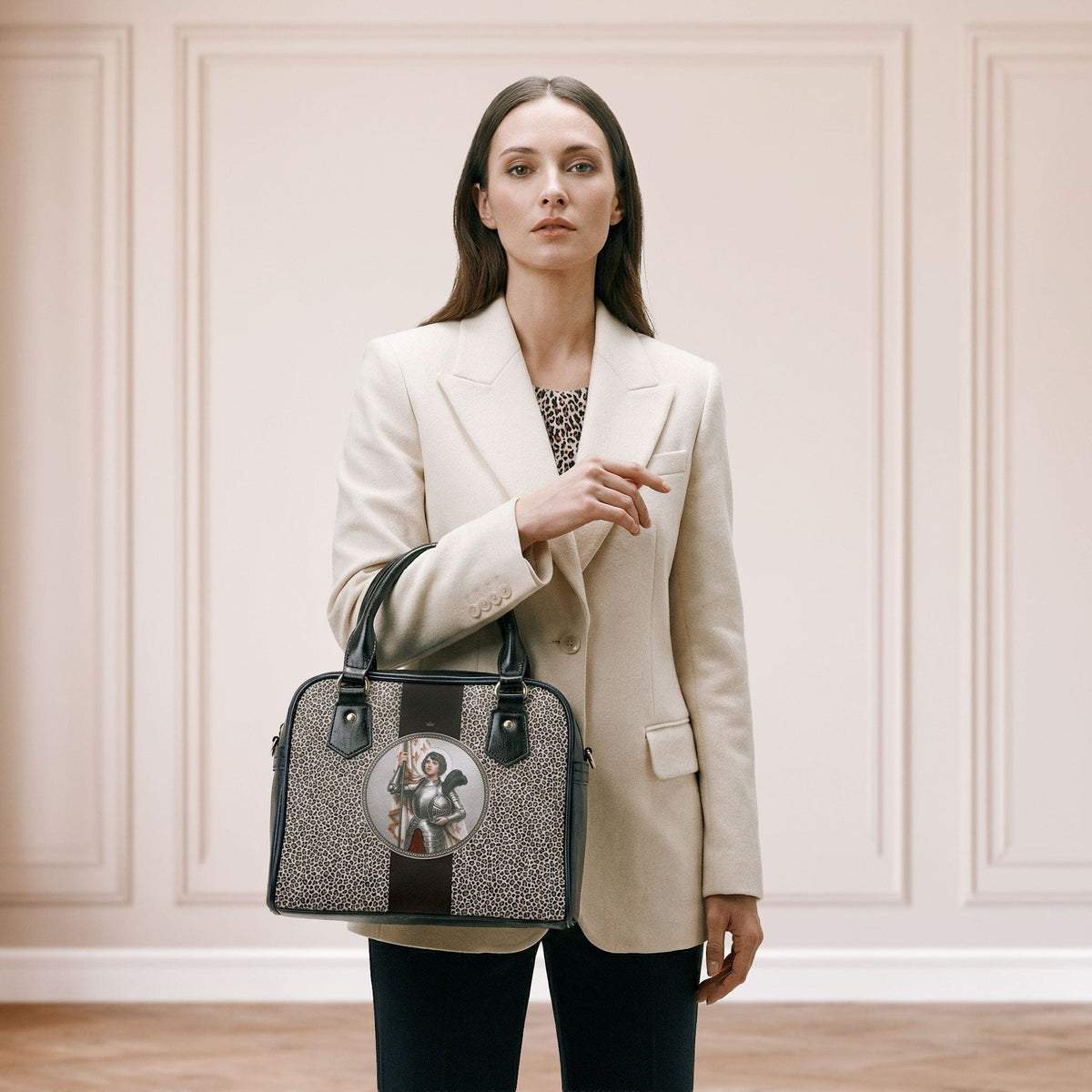 St. Joan of Arc Medallion Handbag (Leopard) Copyright VENXARA