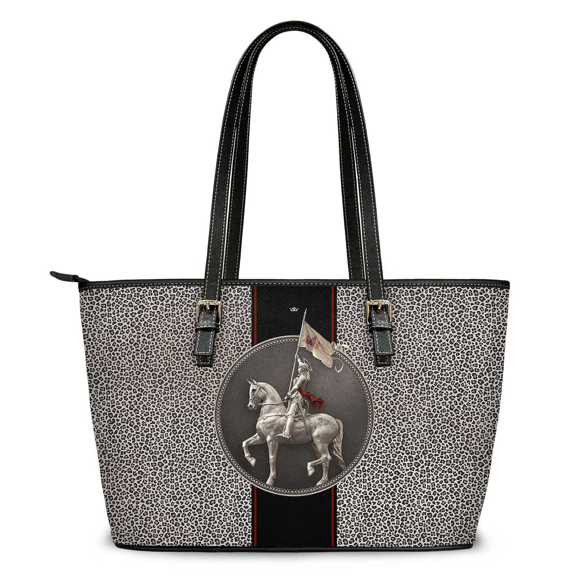 St. Joan of Arc Medallion Tote Bag (Leopard) Copyright VENXARA