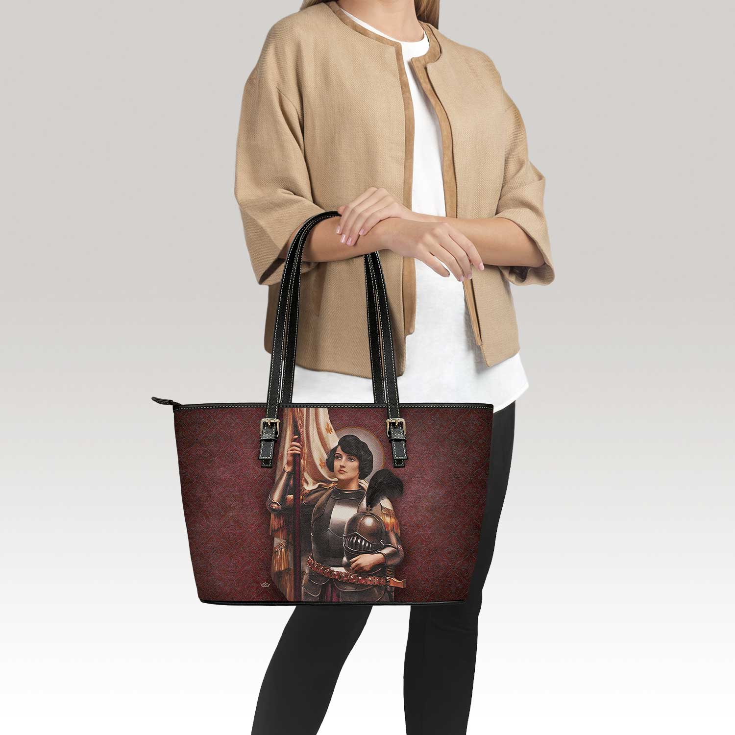 St. Joan of Arc Tote Bag (Vintage Garnet) - VENXARA®