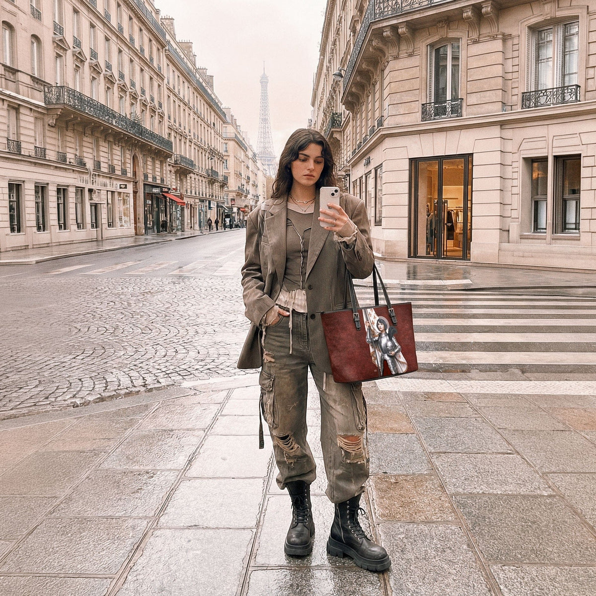 St. Joan of Arc Tote Bag (Vintage Garnet) Copyright VENXARA