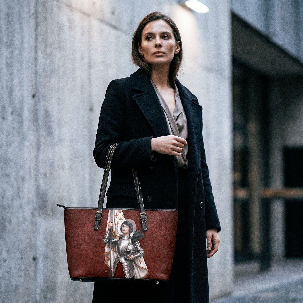 St. Joan of Arc Tote Bag (Vintage Garnet) Copyright VENXARA