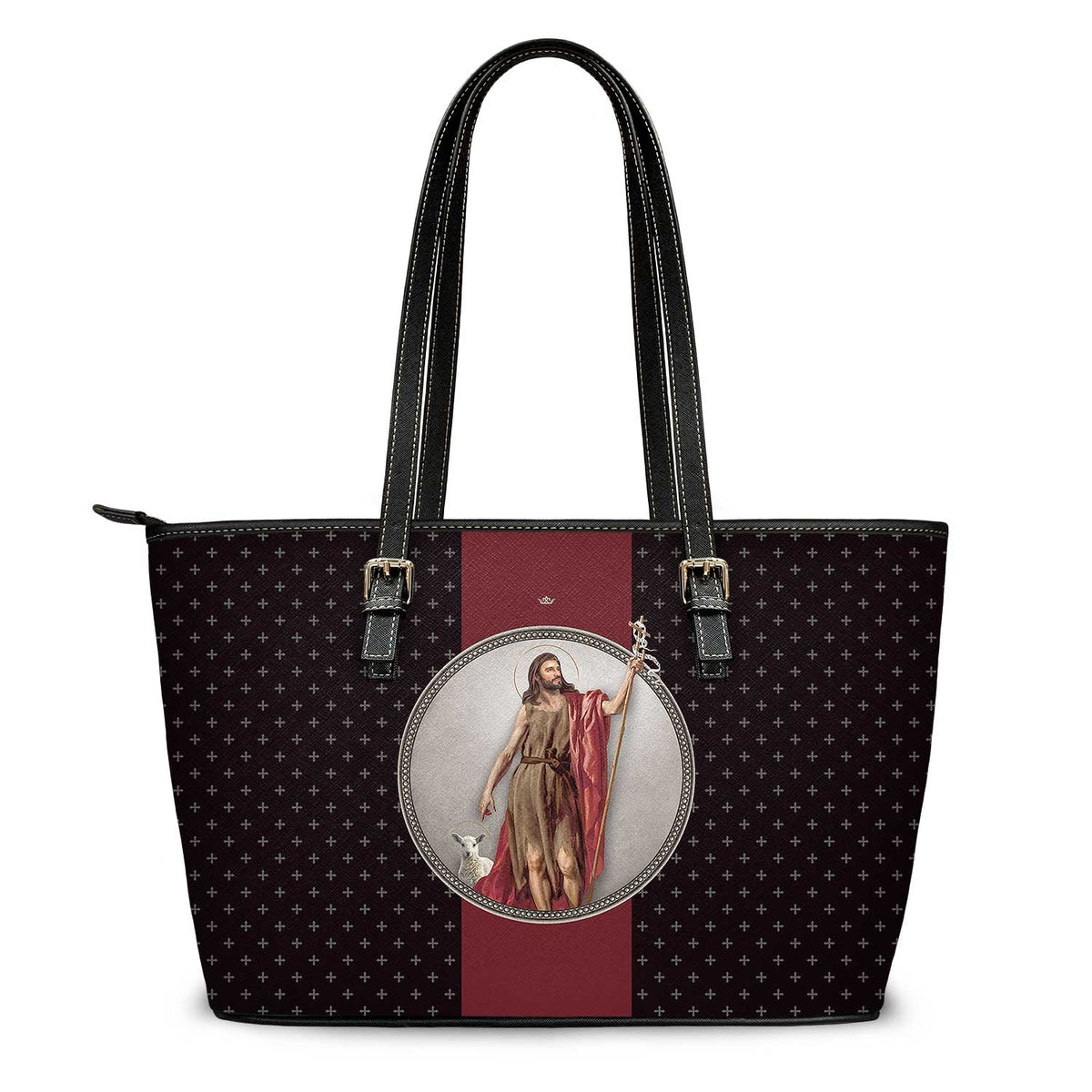 St. John the Baptist Medallion Crosses Tote Bag (Black) Copyright VENXARA