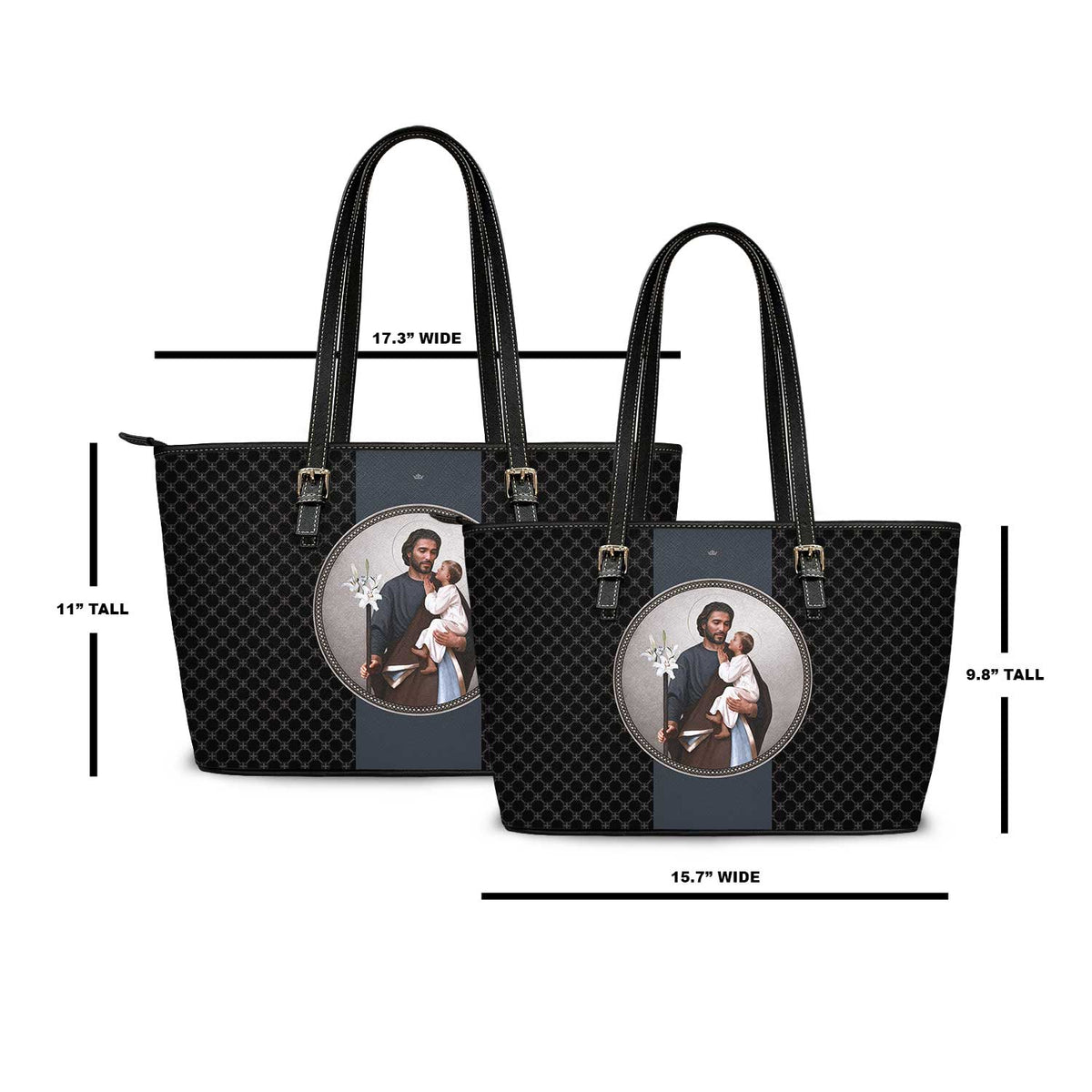 St. Joseph Medallion Tote Bag (Black) Copyright VENXARA