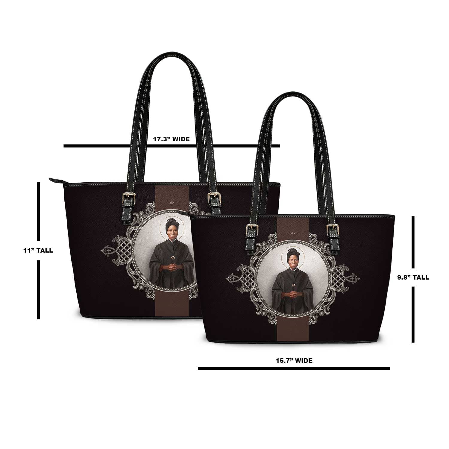 St. Josephine Bakhita Medallion Tote Bag (Black) Copyright VENXARA