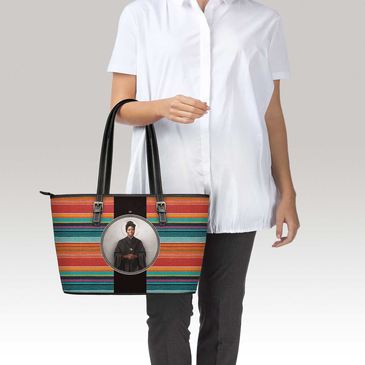 St. Josephine Bakhita Medallion Tote Bag (Tapestry) Copyright VENXARA