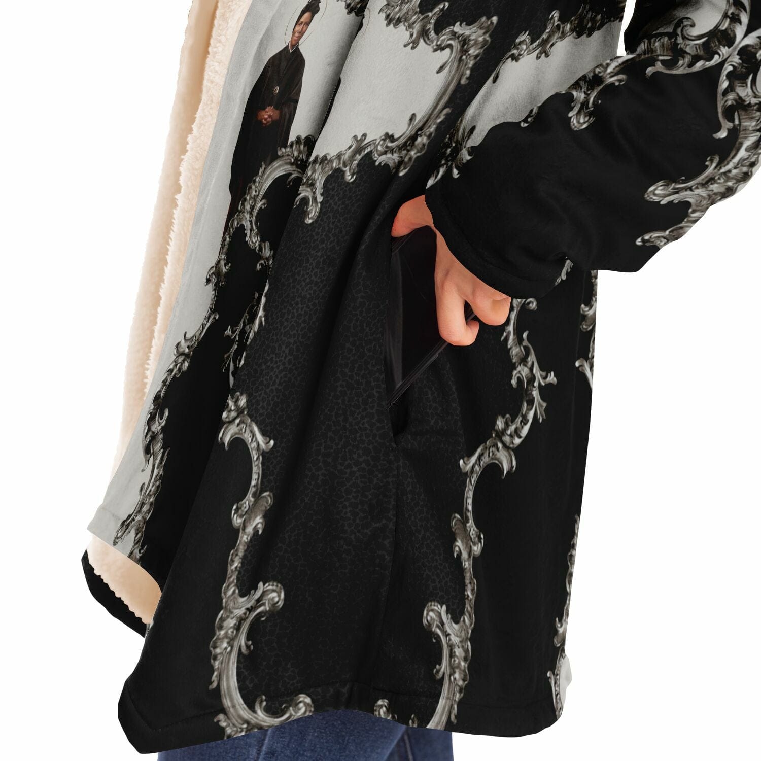 St. Josephine Bakhita Microfleece Cloak (Baroque Leopard) Copyright VENXARA