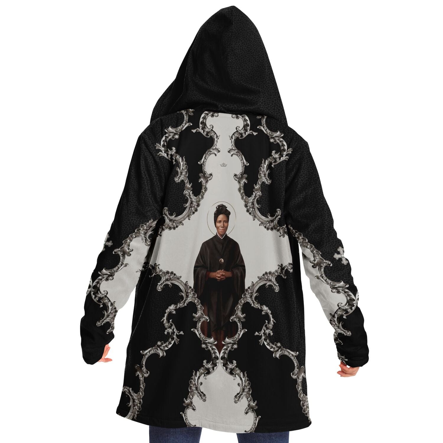 St. Josephine Bakhita Microfleece Cloak (Baroque Leopard) Copyright VENXARA