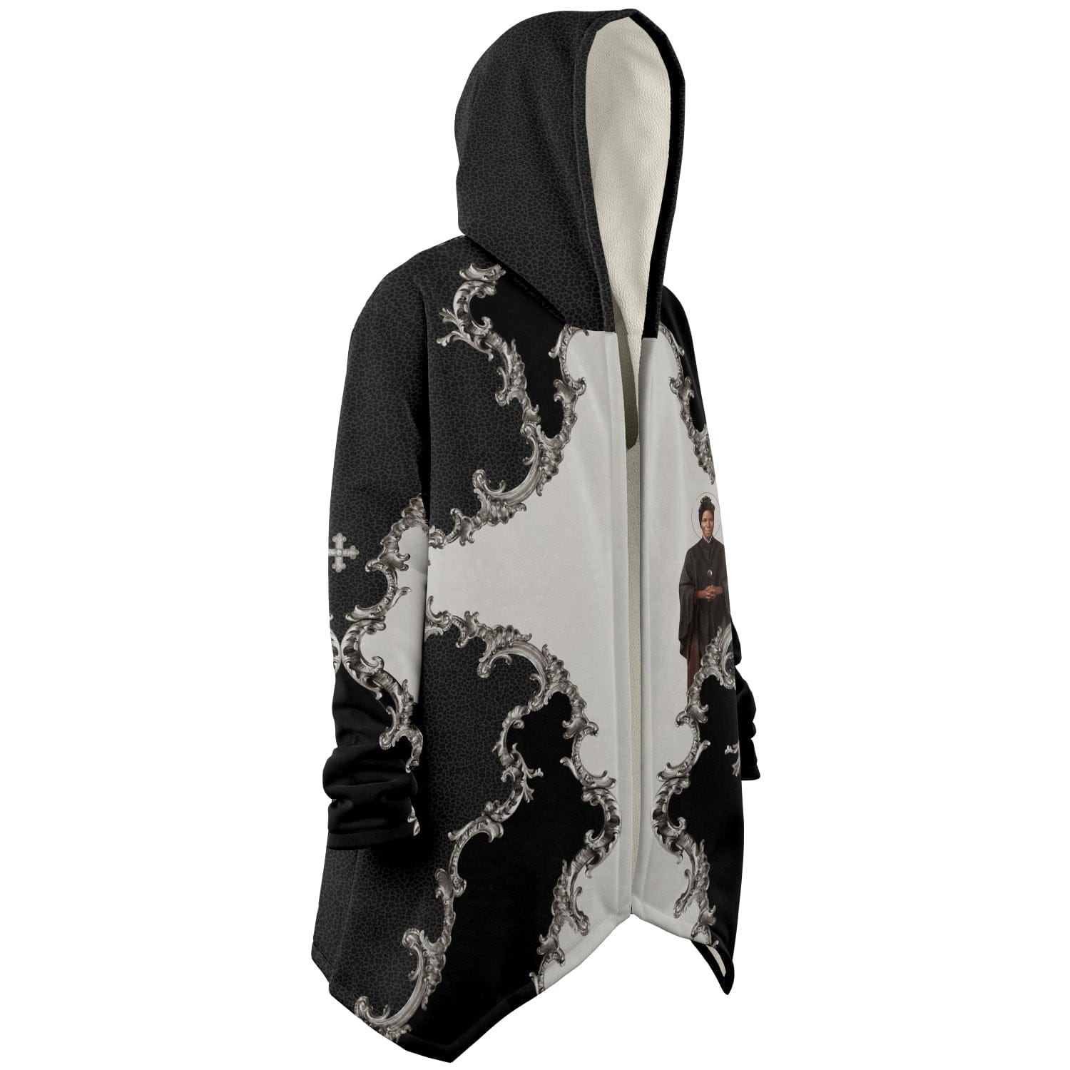St. Josephine Bakhita Microfleece Cloak (Baroque Leopard) Copyright VENXARA