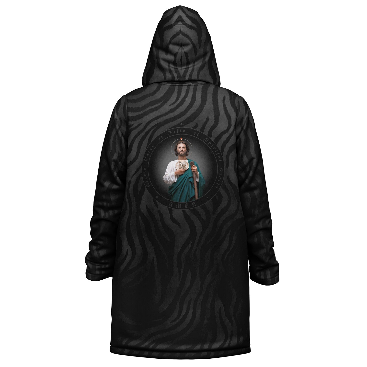 St. Jude Zipper Microfleece Cloak (Black Platinum Stripe)