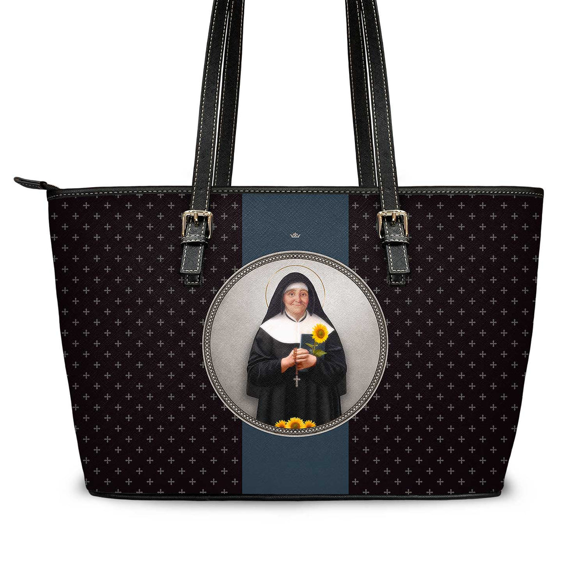 St. Julie Billiart Medallion Crosses Tote Bag (Black) Copyright VENXARA