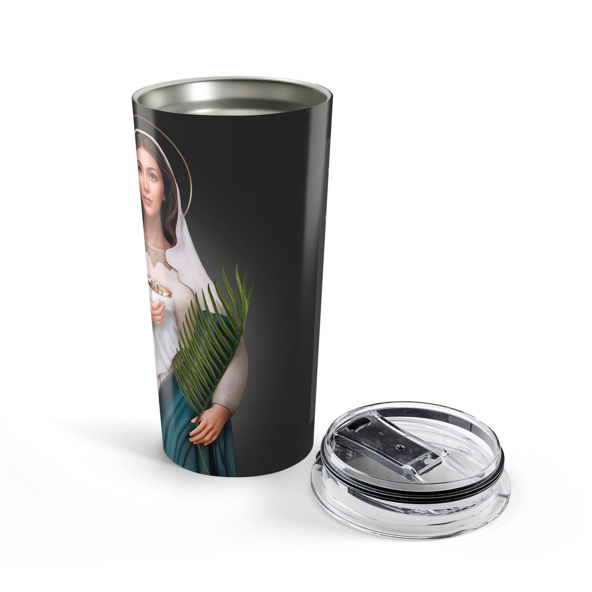 St. Lucy Lord's Prayer Tumbler (Ash 20 oz) Copyright VENXARA