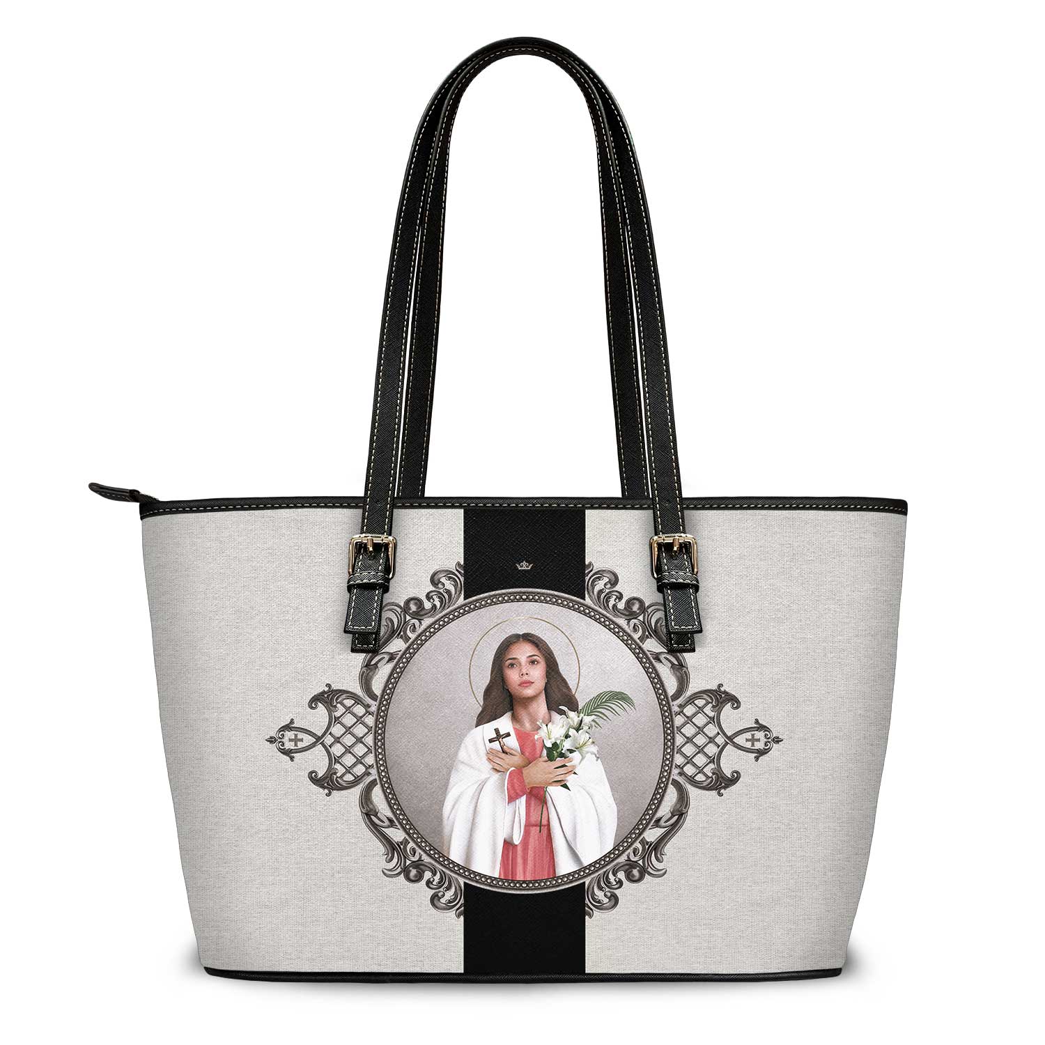 St. Maria Goretti Medallion Tote Bag (Sandstone) - VENXARA®