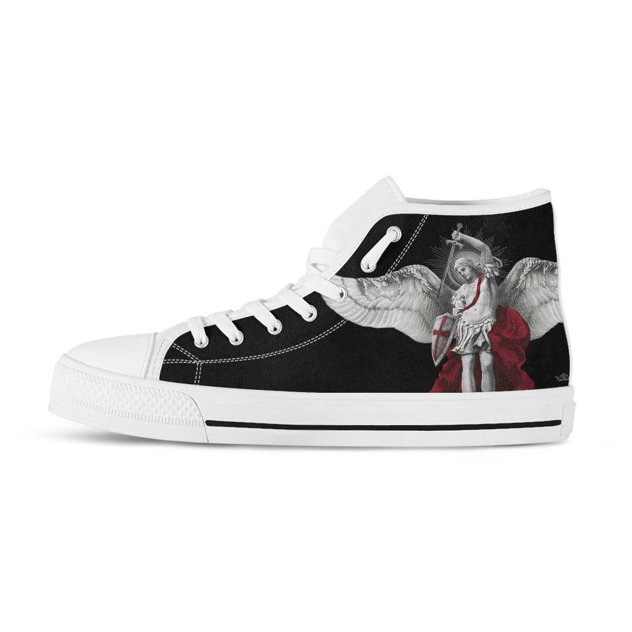 St. Michael the Archangel Canvas High Top Shoes (Black/White) - VENXARA®