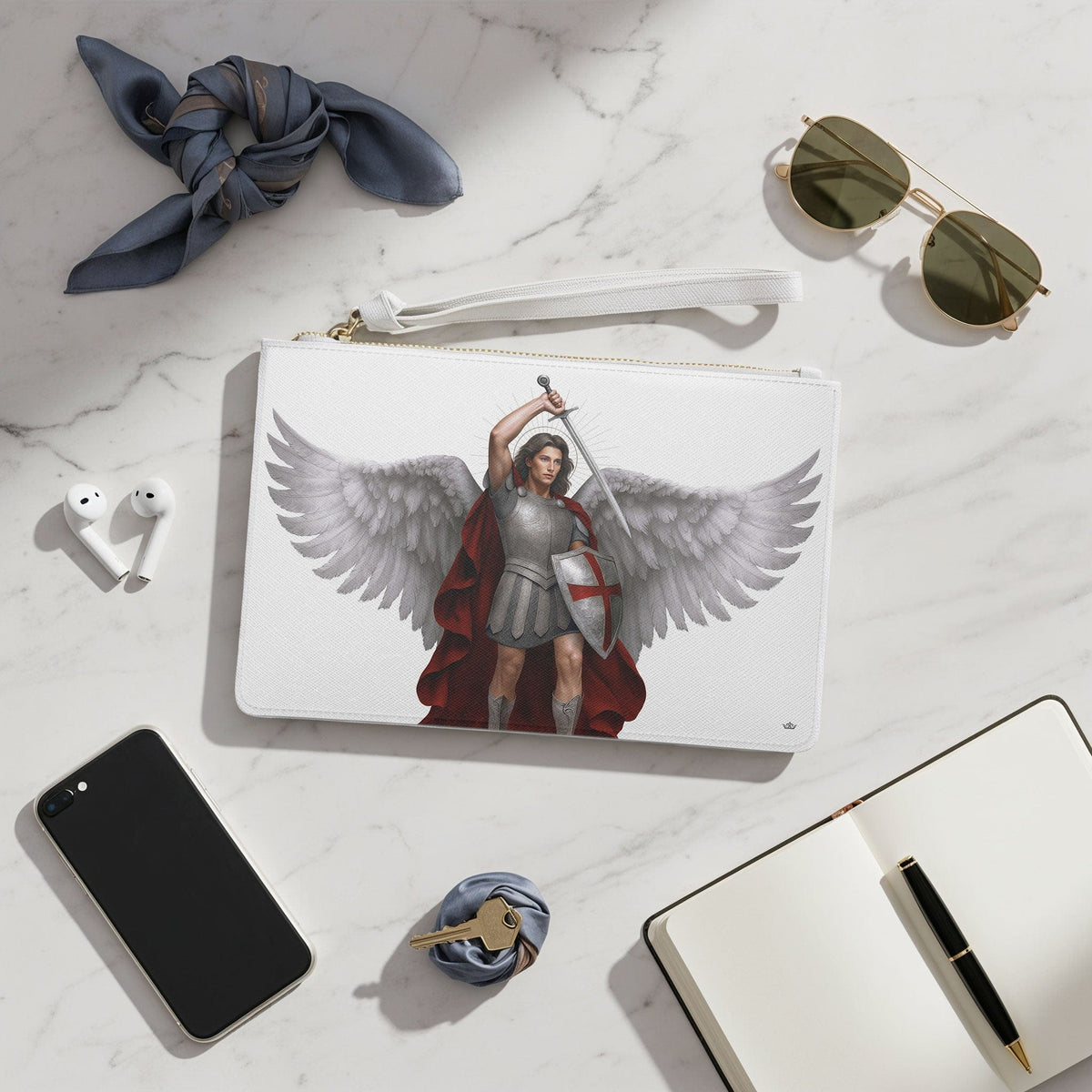 St. Michael the Archangel Clutch Pouch (Blanc) Copyright VENXARA
