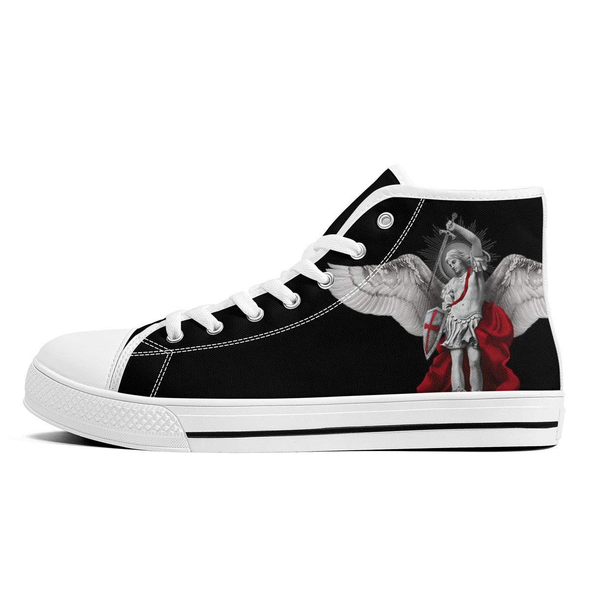 St. Michael the Archangel Comfort Canvas High Top Shoes (Black/White) - VENXARA®