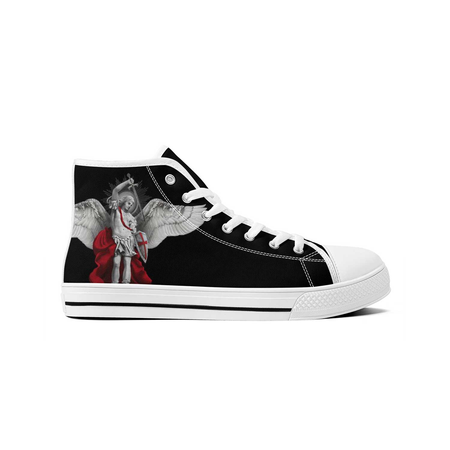 St. Michael the Archangel Comfort Canvas High Top Shoes (Black/White) - VENXARA®