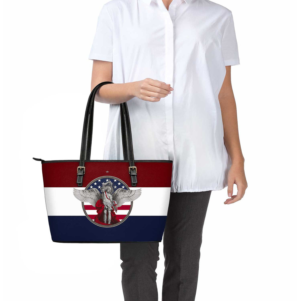 St. Michael the Archangel Medallion Tote Bag (Patriotic) Copyright VENXARA