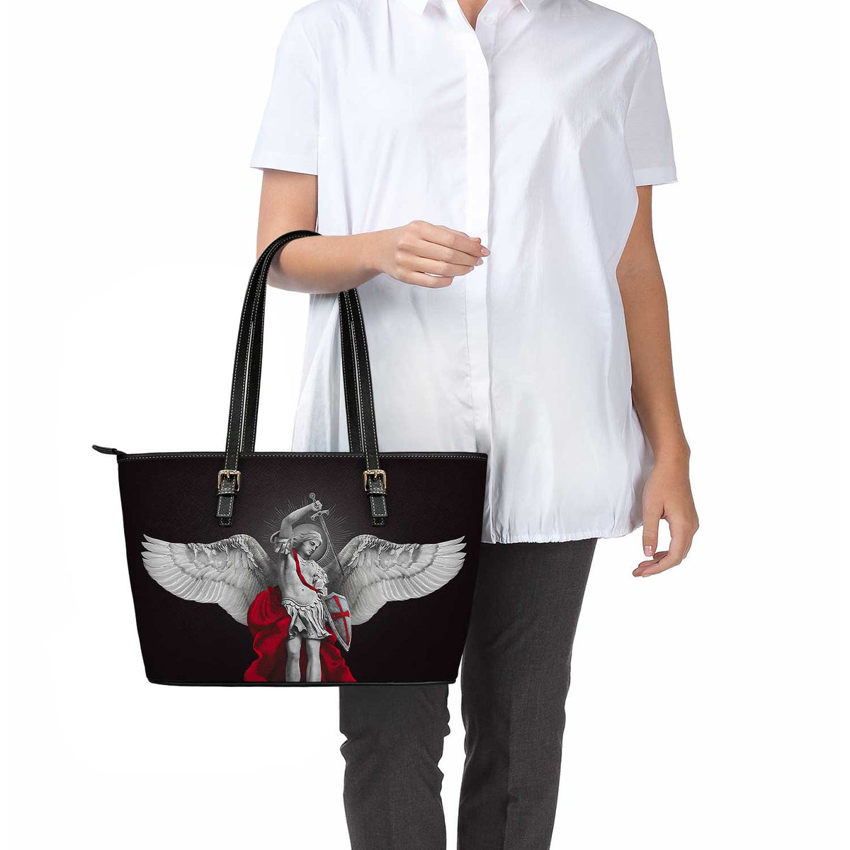 St. Michael the Archangel Tote Bag (Black) Copyright VENXARA
