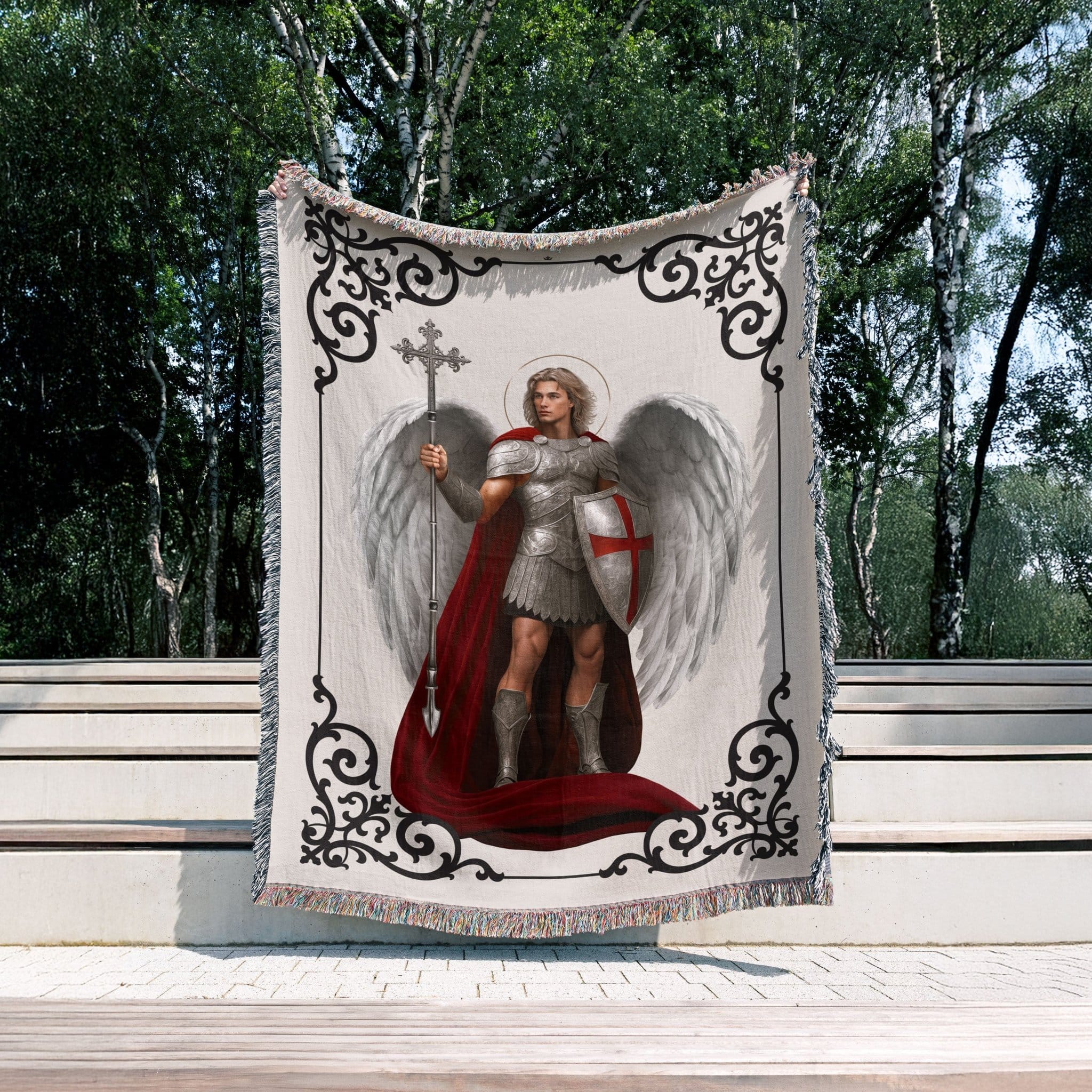 St. Michael the Archangel Victorious Woven Blanket