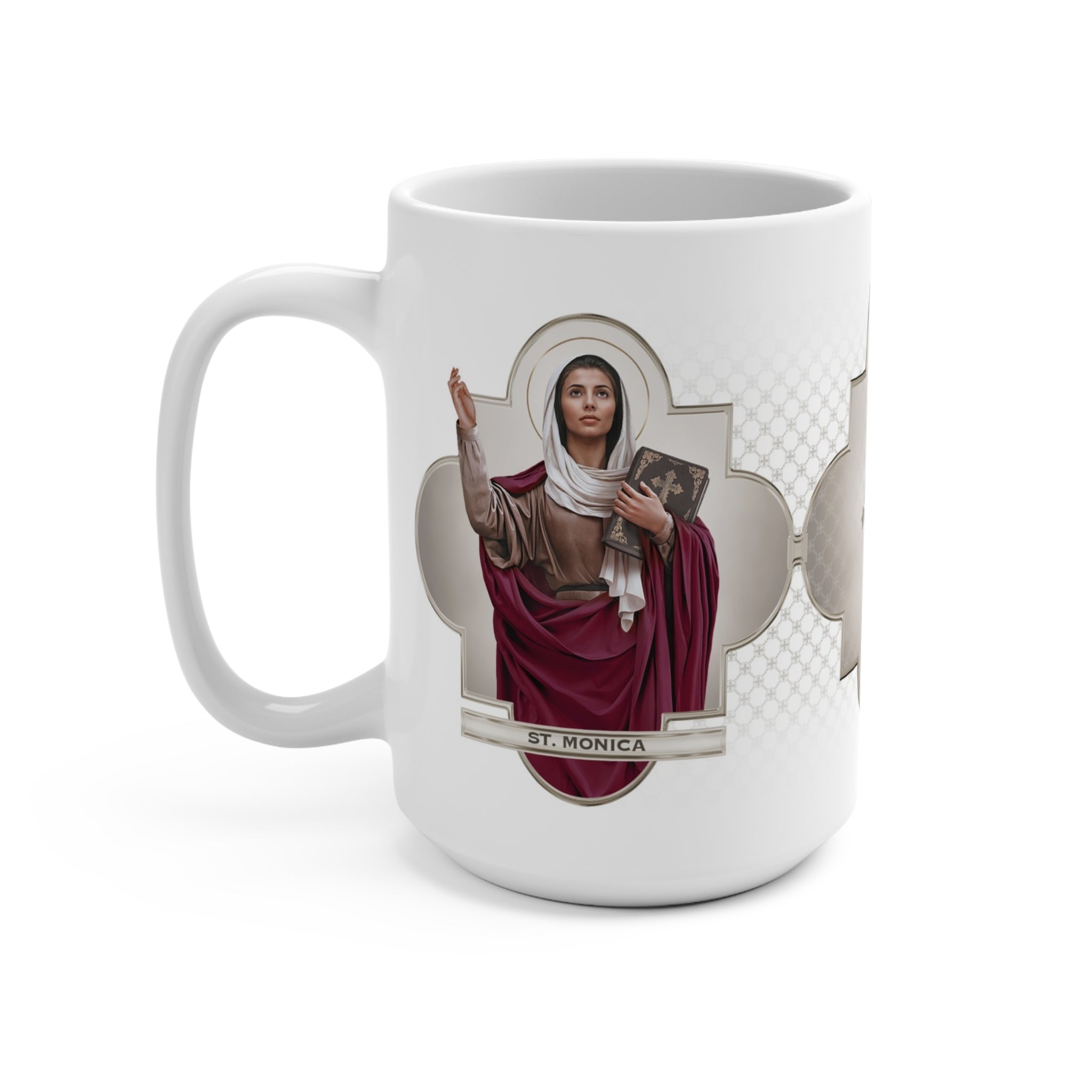 St. Monica Ceramic Mug (White 15 oz) - VENXARA®