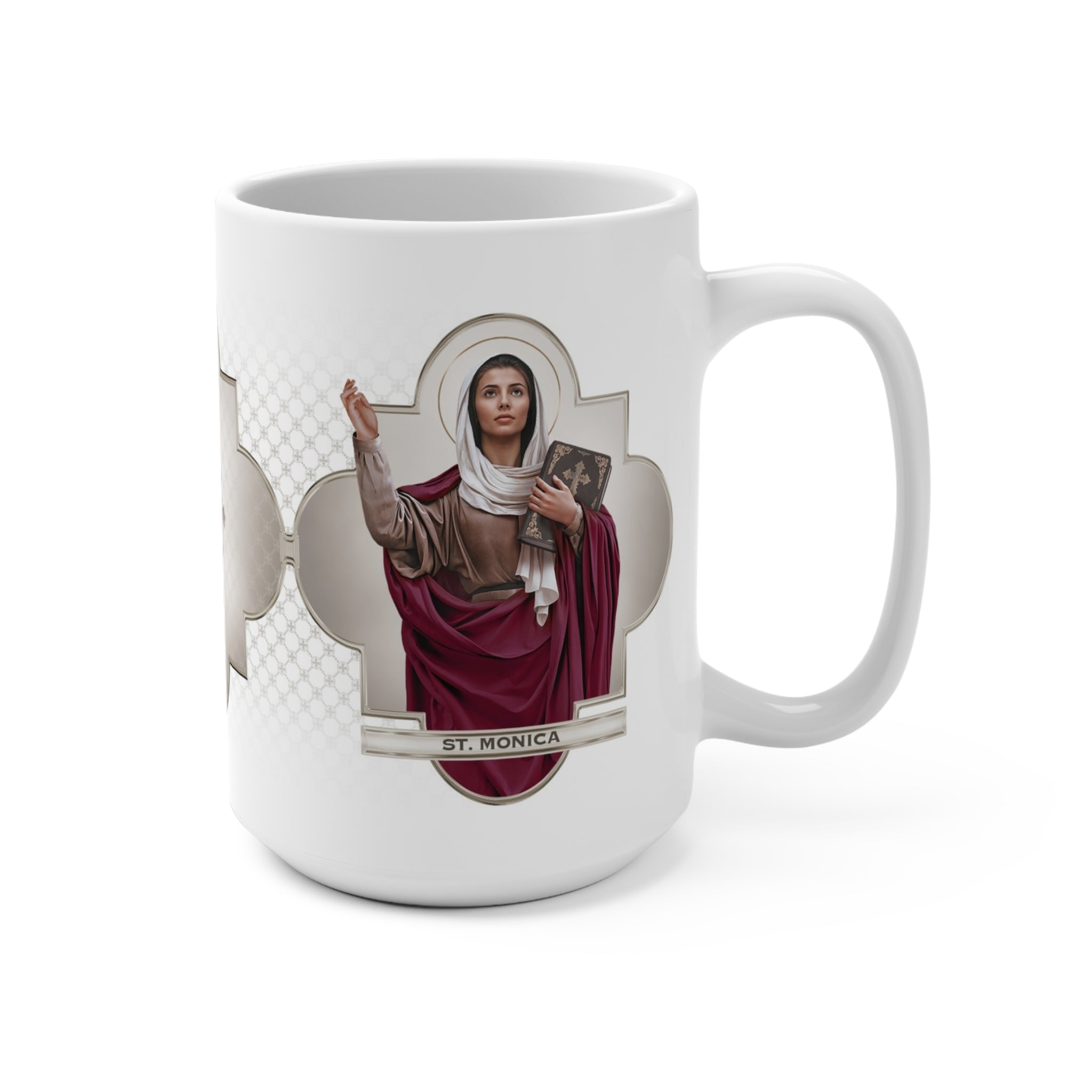 St. Monica Ceramic Mug (White 15 oz) - VENXARA®