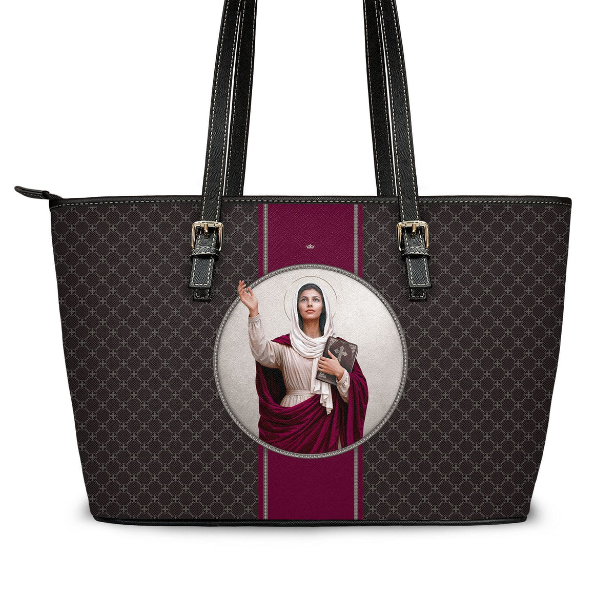 St. Monica Medallion Tote Bag (Charcoal) Copyright VENXARA