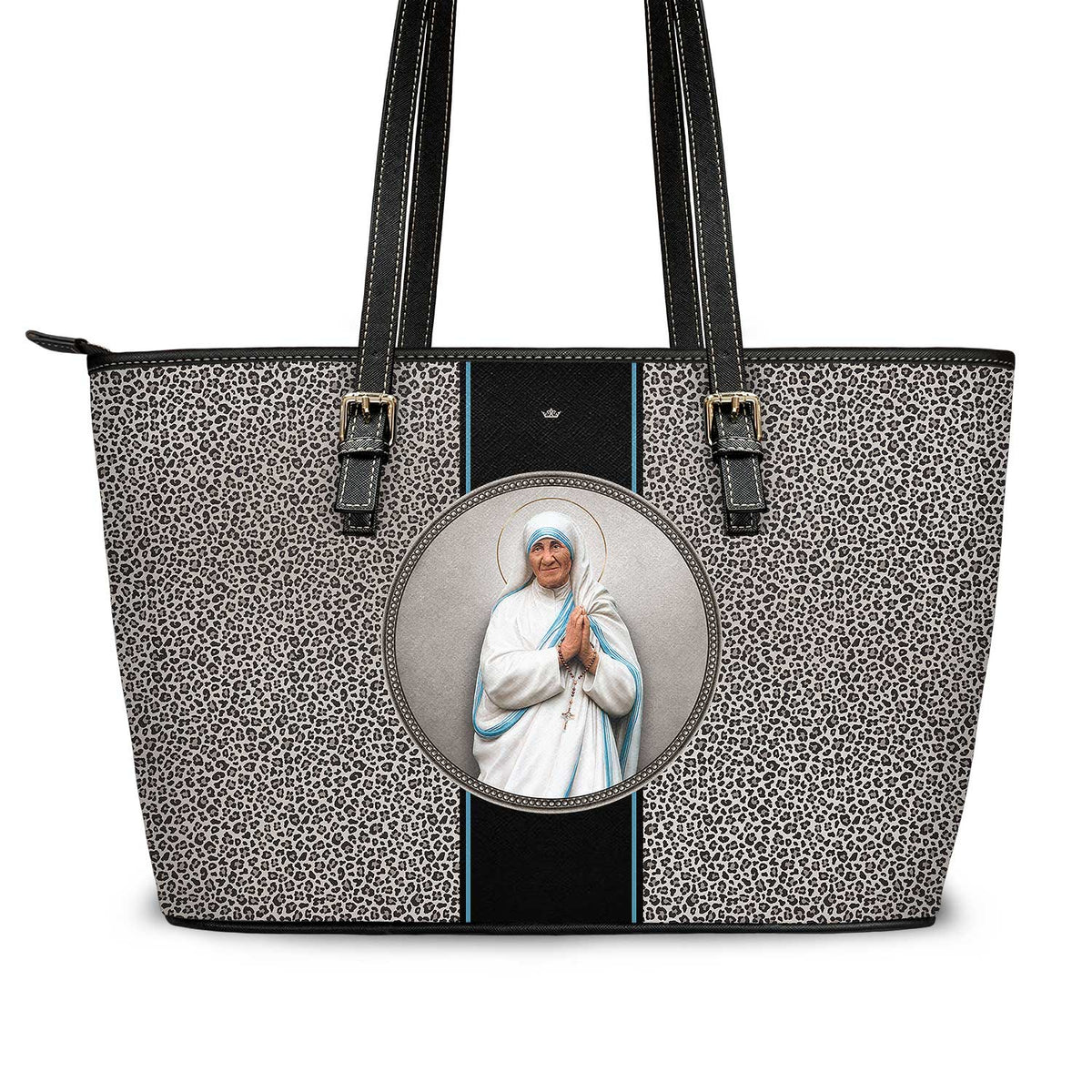 St. Mother Teresa Medallion Tote Bag (Leopard) Copyright VENXARA