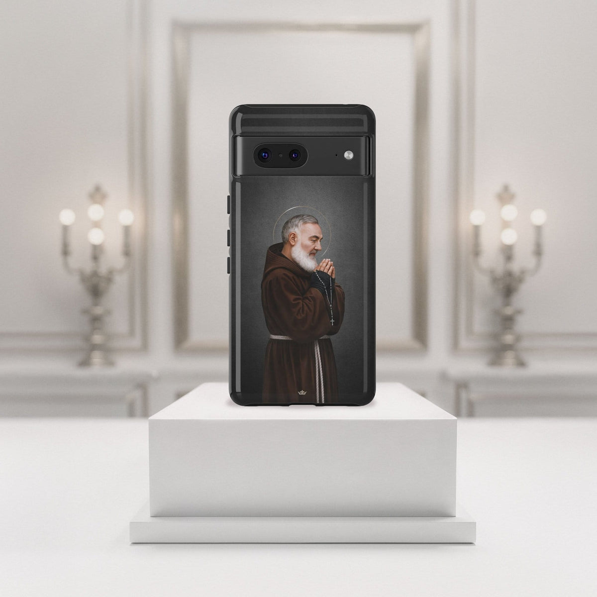 St. Padre Pio Hard Phone Case (Dark) Copyright VENXARA