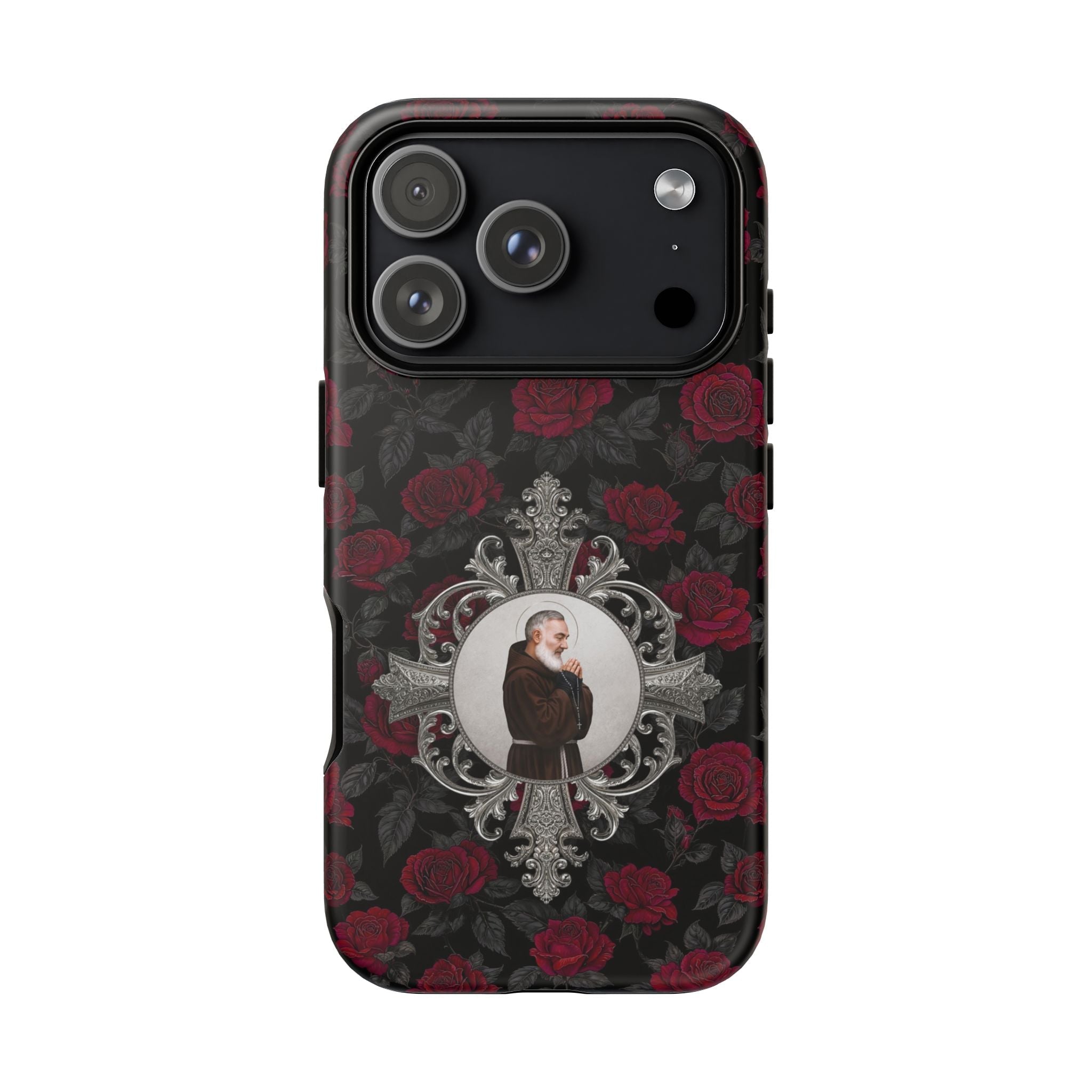 St. Padre Pio Hard Phone Case (Roses) - Venxara