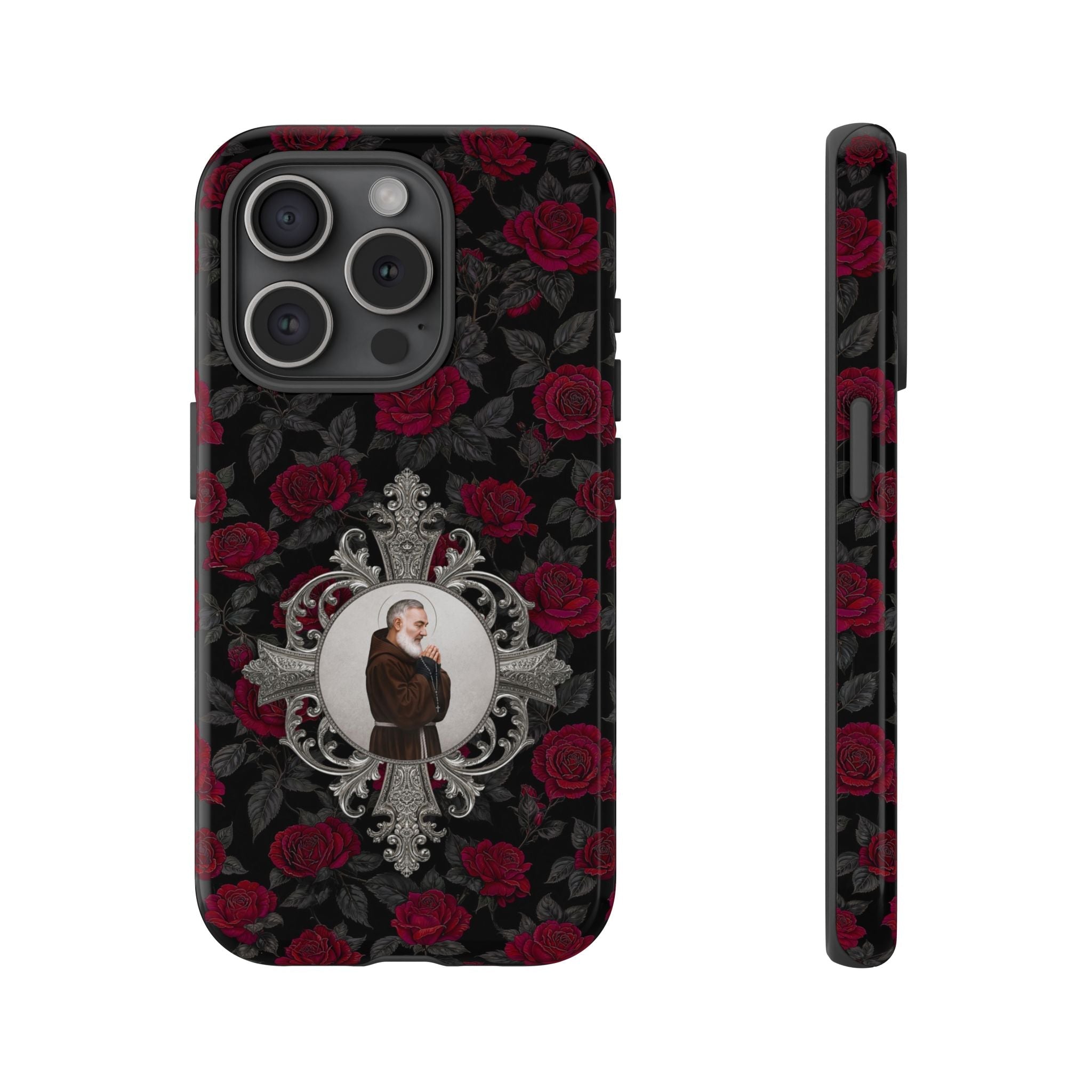 St. Padre Pio Hard Phone Case (Roses) - Venxara