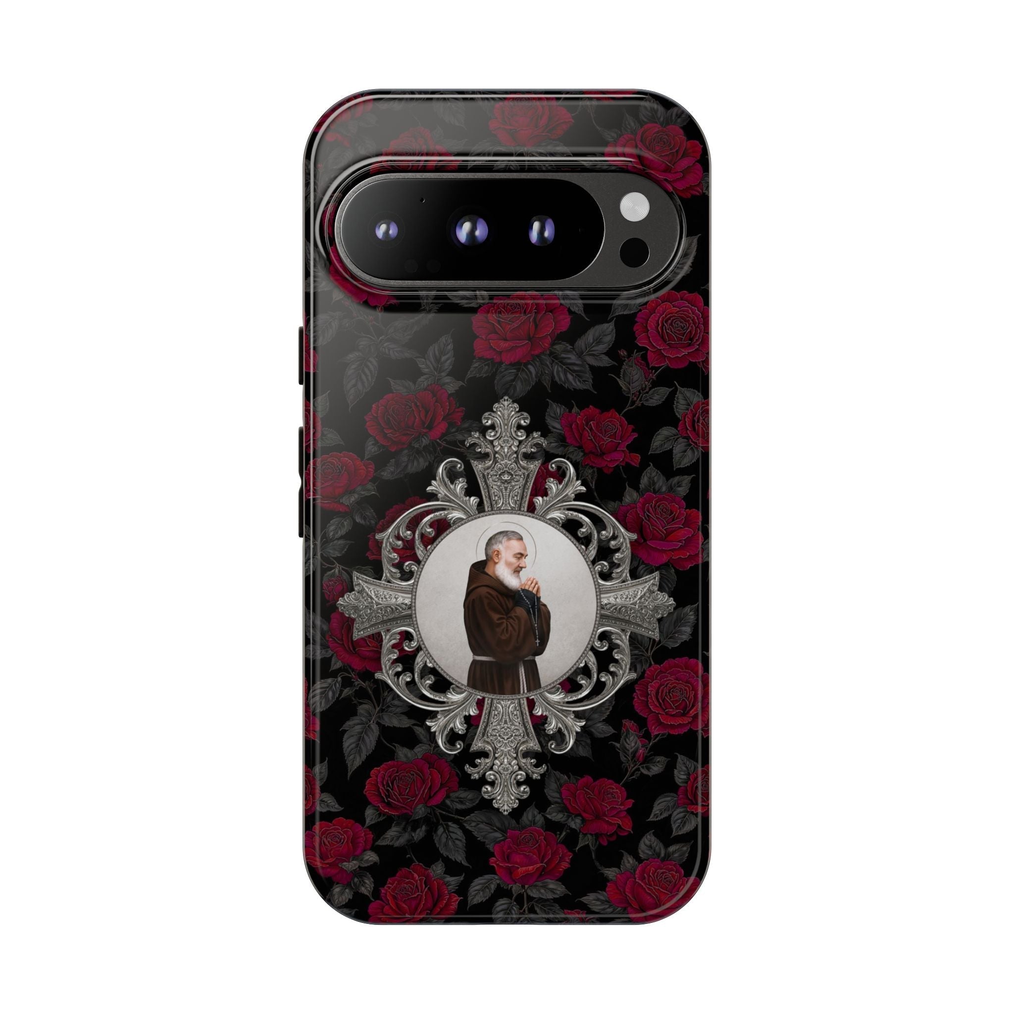 St. Padre Pio Hard Phone Case (Roses) - Venxara