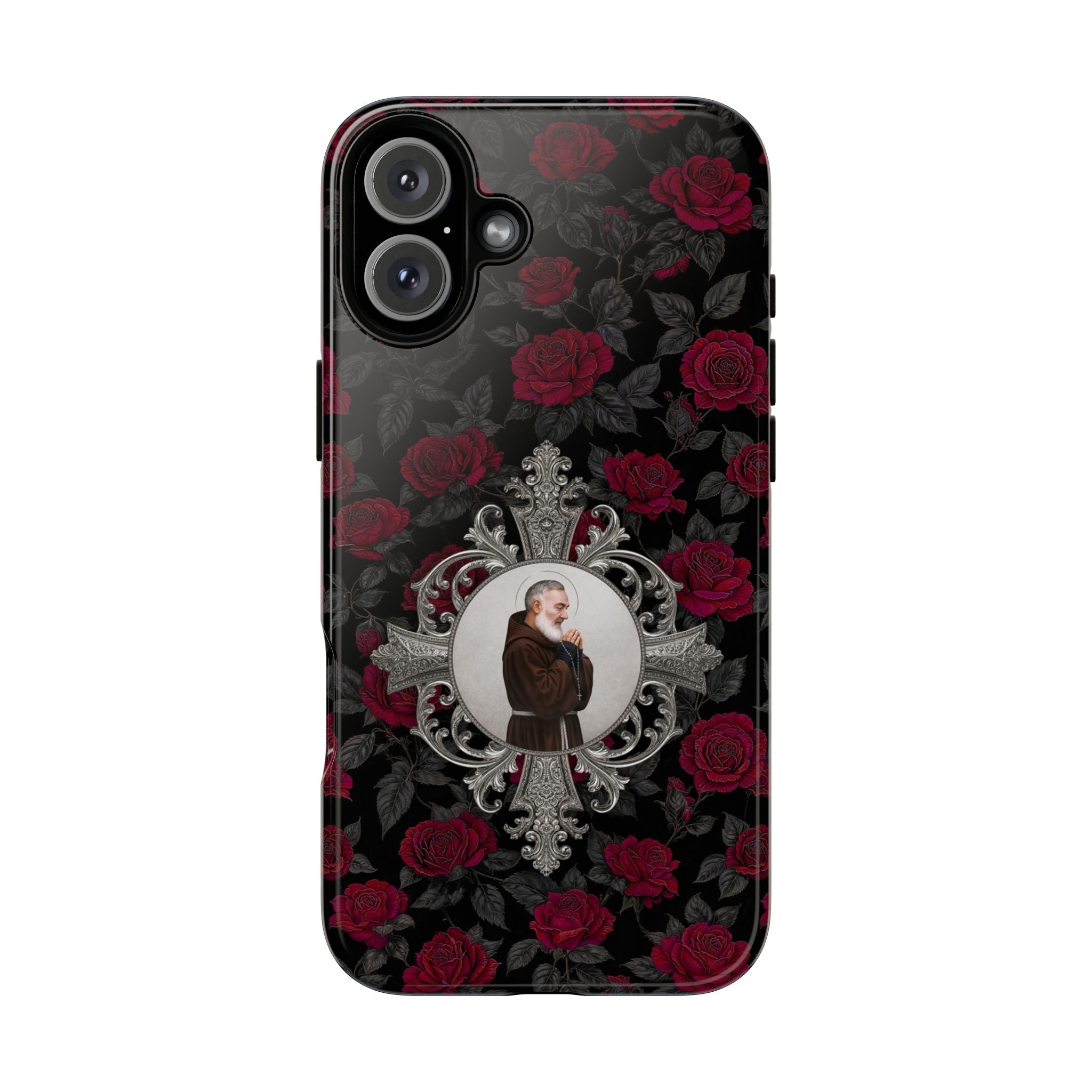 St. Padre Pio Hard Phone Case (Roses) - Venxara