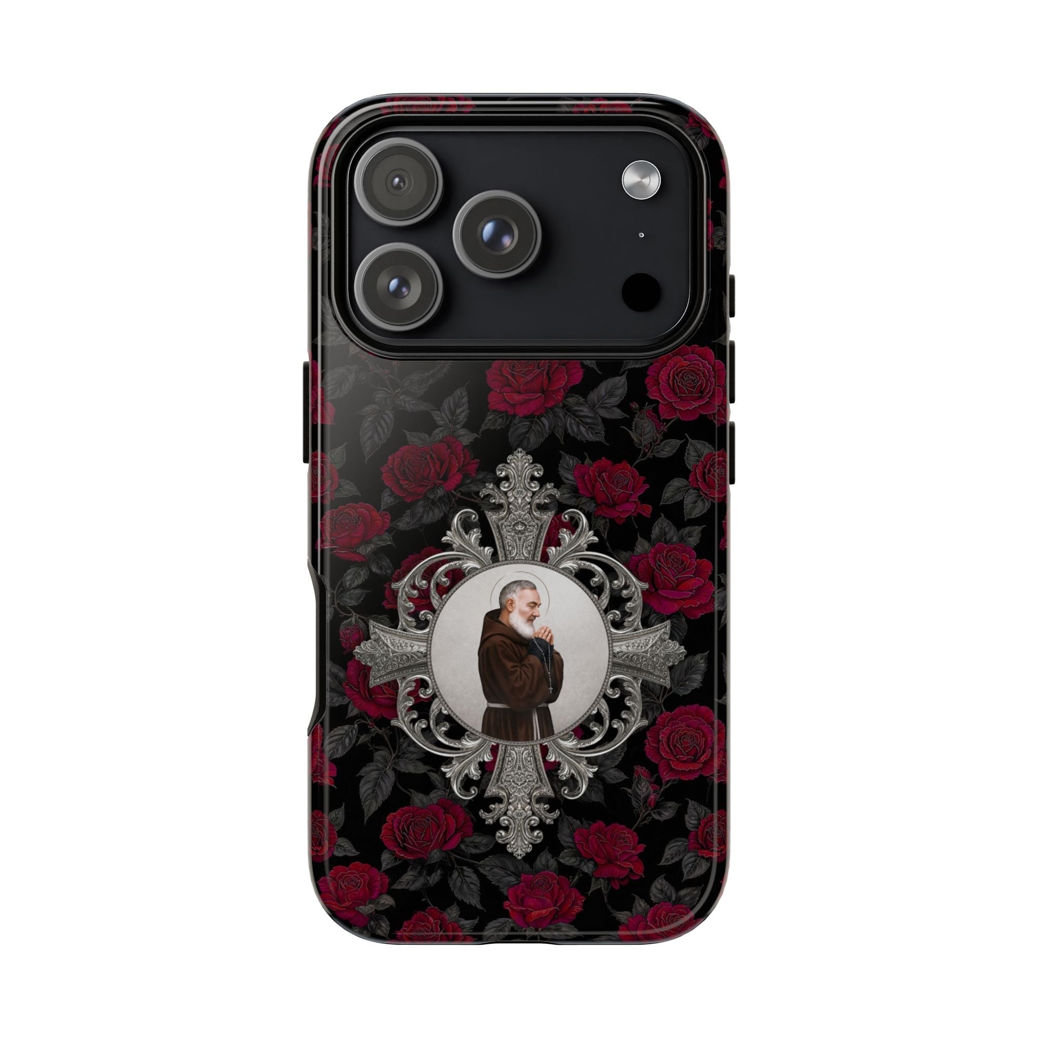 St. Padre Pio Hard Phone Case (Roses) - Venxara