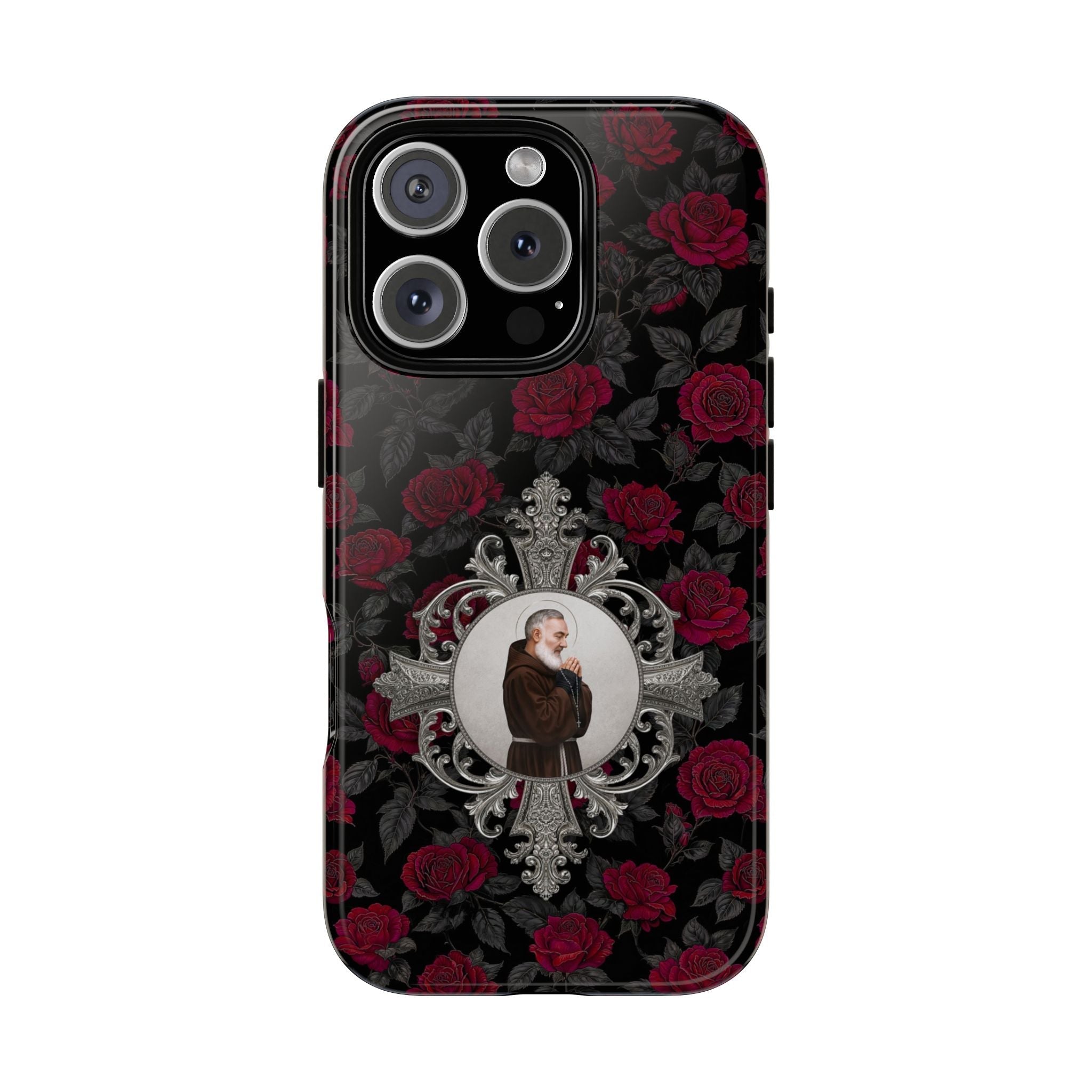 St. Padre Pio Hard Phone Case (Roses) - Venxara