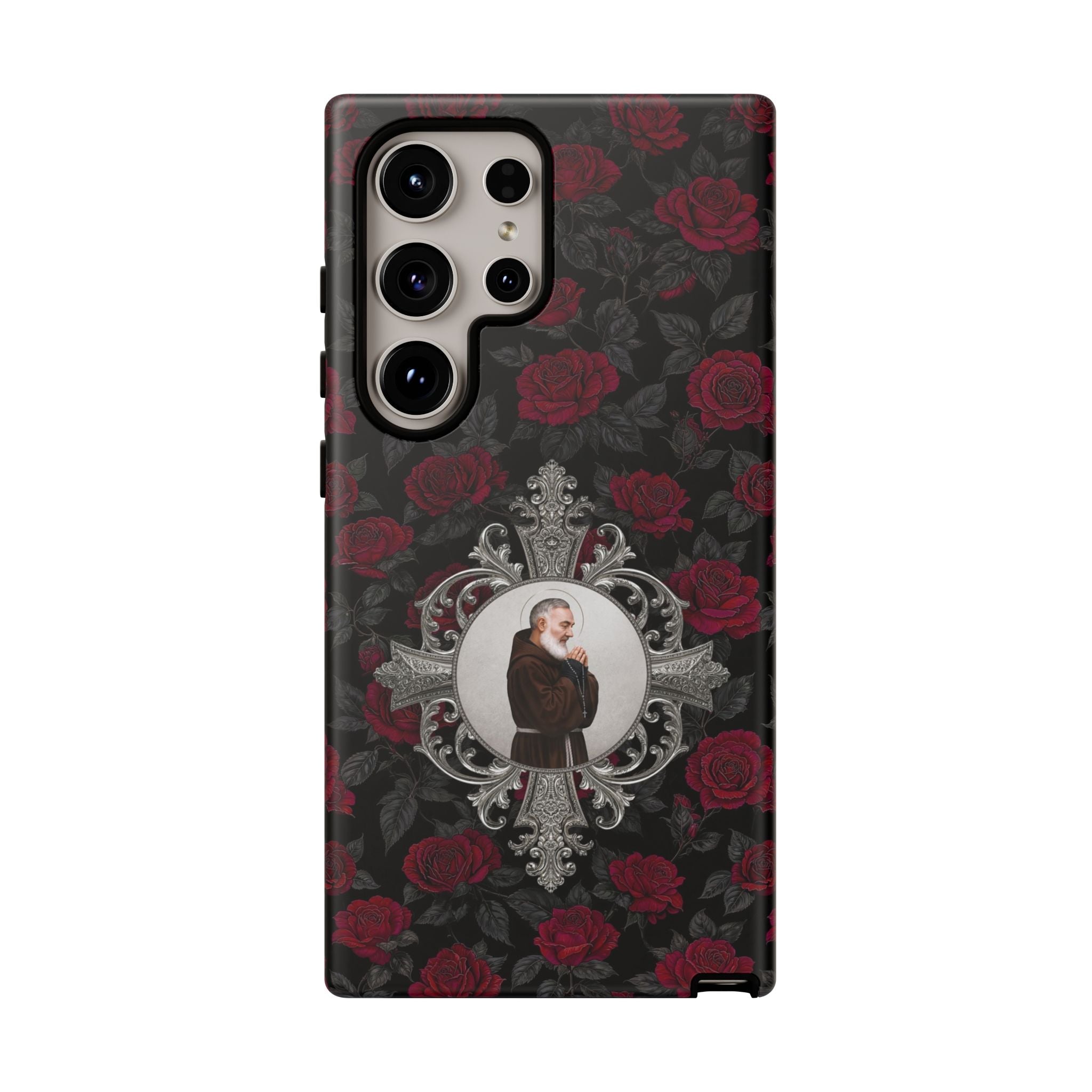 St. Padre Pio Hard Phone Case (Roses) - Venxara