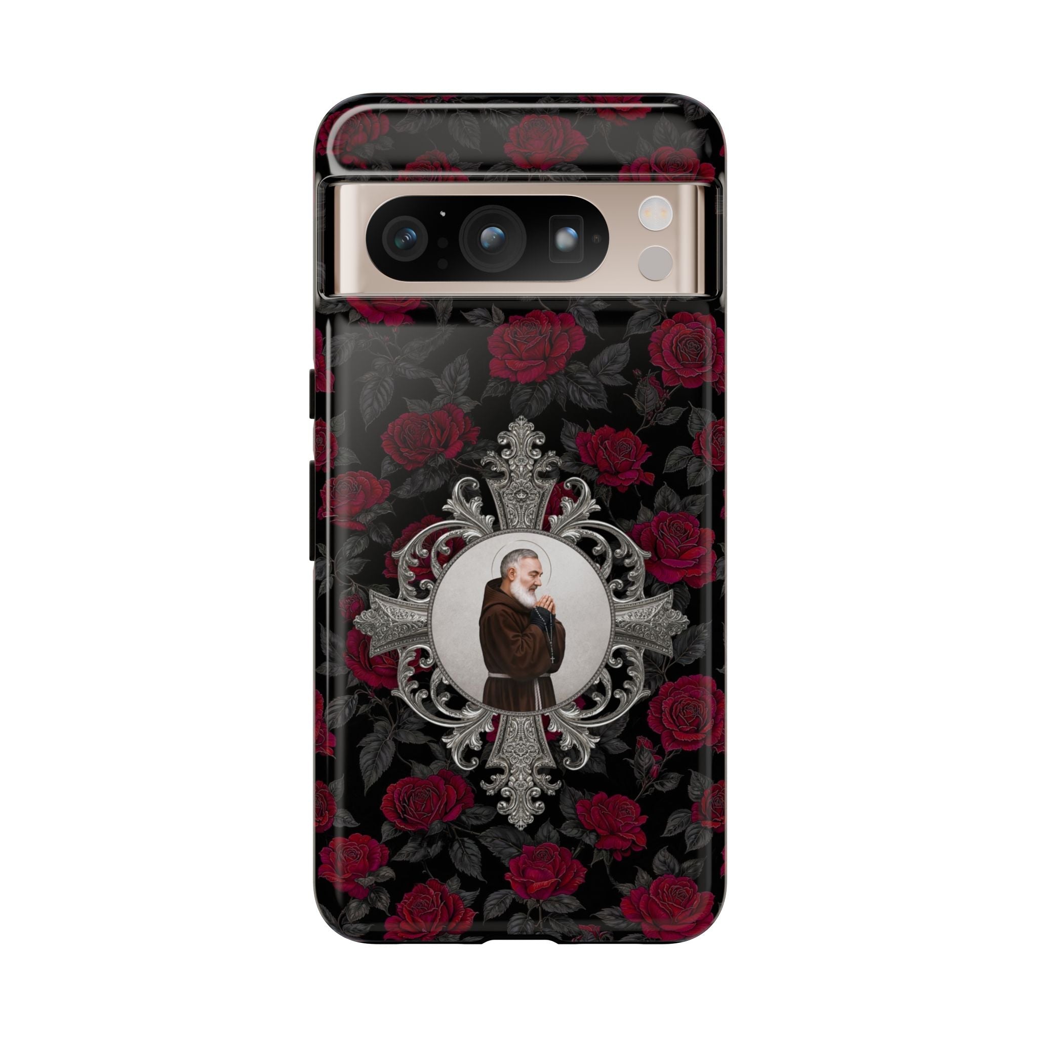 St. Padre Pio Hard Phone Case (Roses) - Venxara