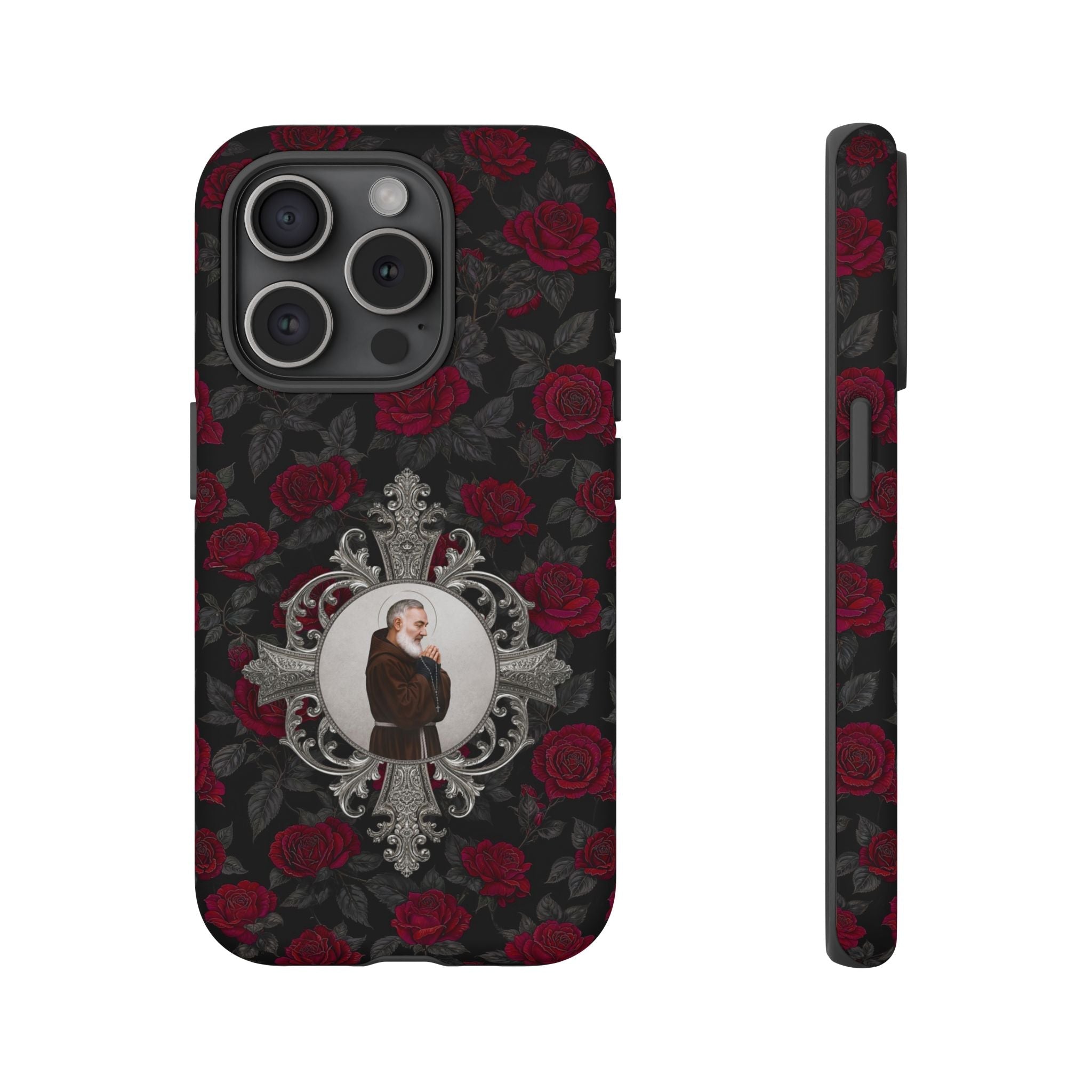 St. Padre Pio Hard Phone Case (Roses) - Venxara