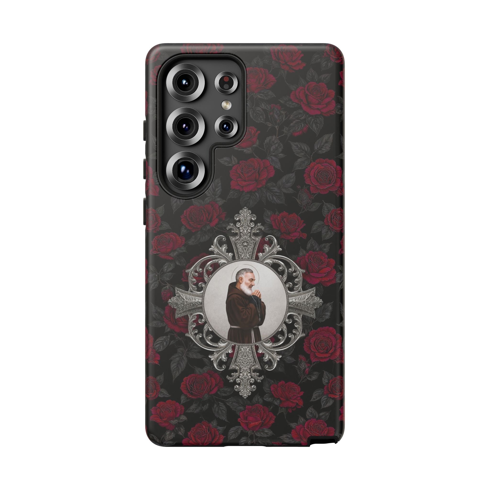 St. Padre Pio Hard Phone Case (Roses) - Venxara