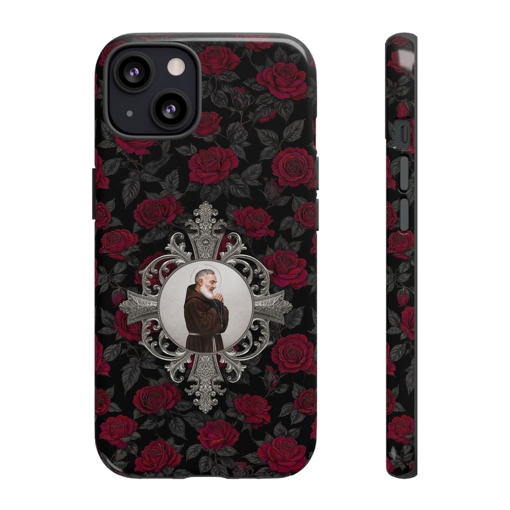 St. Padre Pio Hard Phone Case (Roses) - Venxara