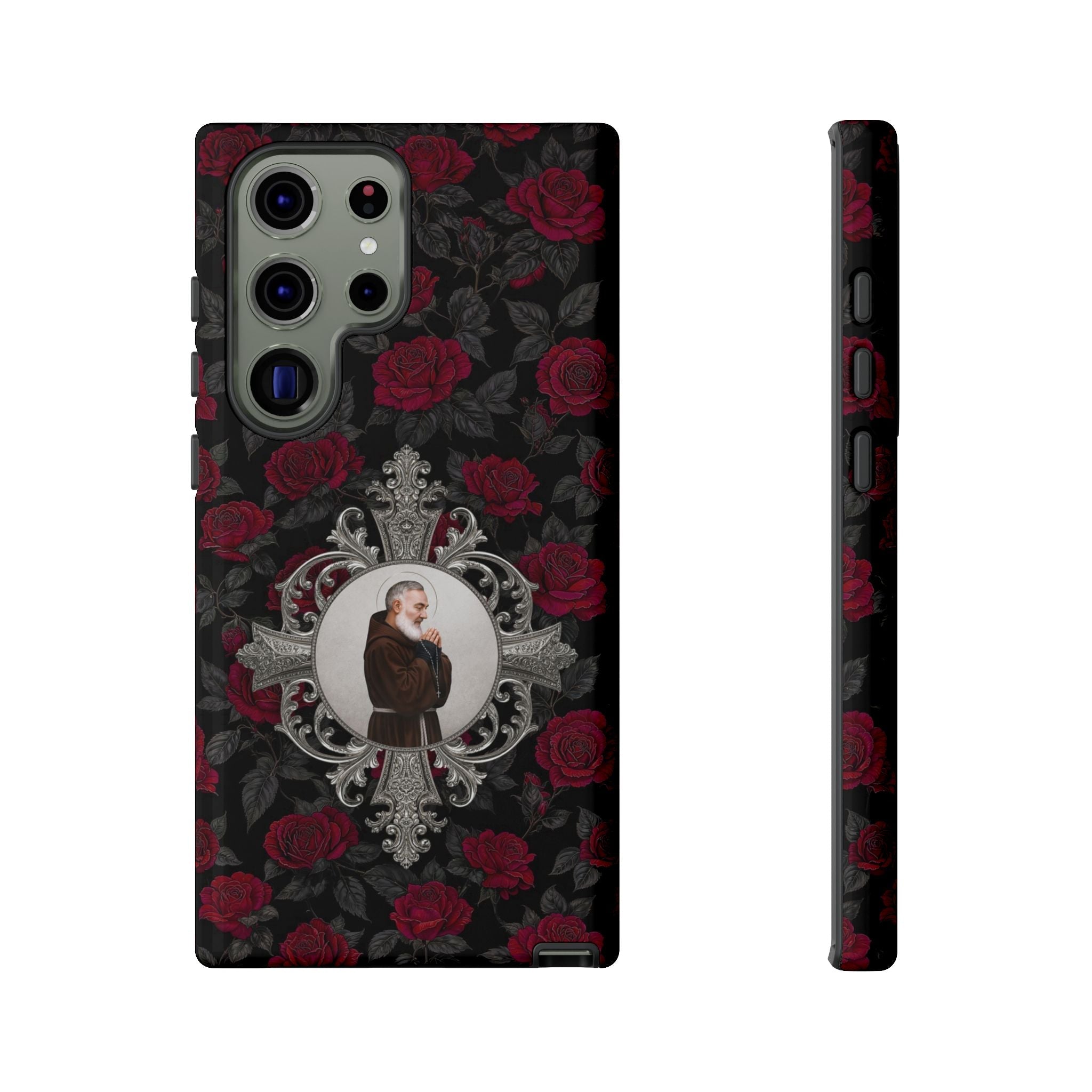 St. Padre Pio Hard Phone Case (Roses) - Venxara